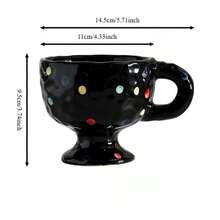 1pc Hand-Painted Textured Ceramic Tall Mug, Asymmetrical Pinched Texture Coffee Tea Cup, Cute Atmosphere Home Decor Water Cup, Perfect Gift Choice - Multicolor - View 16