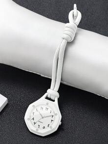 Women's Casual Backpack Hanging Watch With Arabic Numeral Dial, Portable Quartz Watch, Minimalist Style Keychain Hanging Watch, Gift For Friends (1pc/Set) Watch Box Not Included - White - View 7