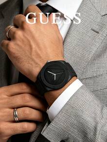Guess Women's Quartz Watch, Rubber Strap, Round Case, Raised Triangle Logo Dial, Sporty Casual Style, Campus Summer Vacation Fashion - one-size - View 4