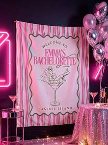 Personalized Bachelorette Party Backdrop, Customizable Text Party Banner, Exquisite Bridal Shower And Social Club Decor, Indoor/Outdoor Single Party Backdrop And Signage - Multicolor - View 6