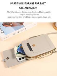 Portable Dual-Layer Phone Bag For Daily Commute - Multicolor - View 9