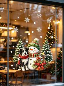 Cute Christmas Cat Window Stickers, Removable PVC Adhesive-Free Static Cling Film, Perfect For Winter Holiday Window Decorations, Home Decor, And Suitable For Living Rooms, Bedrooms, Doors, Shop Windows, And Christmas Party Decorations. - A - View 7