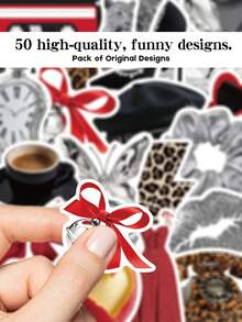 YWWBLD 50pcs Silver Millennium Stickers For Adults Teens Sticker Enthusiasts Holiday Gifts Party & Home Decor Class Reward Birthday Gift Decoration Water Cup Phone Case DIY Decal - Multicolor - View 6
