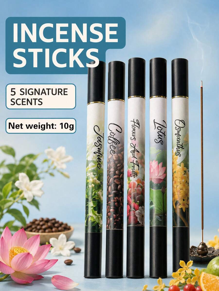 10g Incense Sticks, Featuring Jasmine, Coffee, Lotus, Fruity Flowers, And Osmanthus. Long-Lasting Fragrance, Refreshing, And Air-Purifying. Suitable For Entertaining Guests And For Use In Offices And Studies. - Premium Incense Sticks - View 1