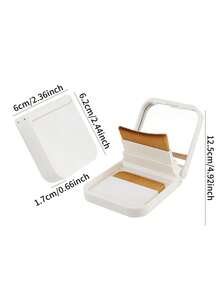 1pc Foundation Brush Set, 2 Pieces Of Flat Angle/Diagonal Ultra-Thin Foundation Brushes, Glasses Case And Mirror, Travel Makeup Brushes, Suitable For Foundation And Concealer. - Multicolor - View 3