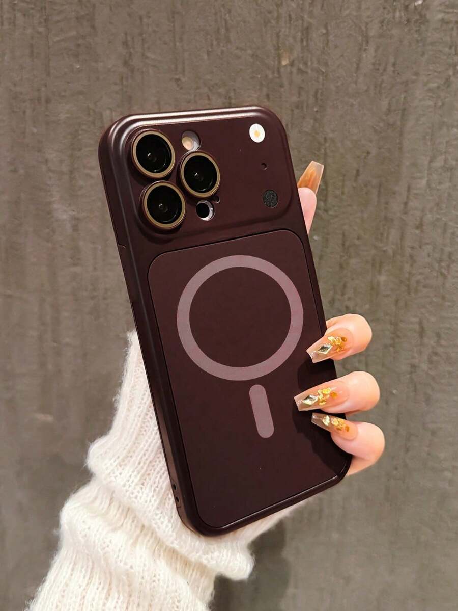 酒紅色極簡純色 2 合 1 強力磁吸手機殼 個性化快速更換 相容於 Apple 18 Pro Max 11 12 13 14 15 16 17 15 Pro Max 16 Pro Max 17 Pro Max 及更多機型 給男朋友女朋友的節日禮物