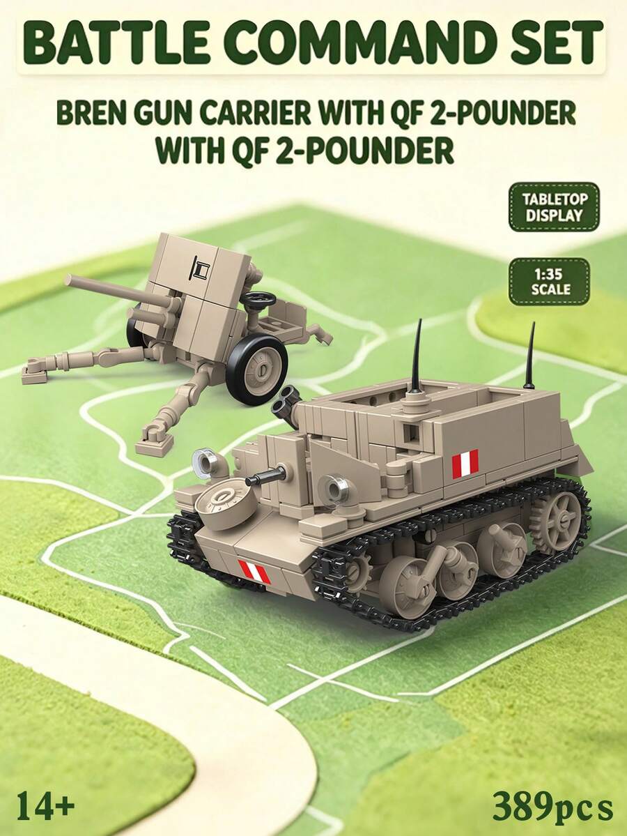 مجموعة بناء مكعبات 1 قطعة حامل بندقية برين البريطانية/مدفع QF 2-Pounder، تصميم دقيق بمقياس 1:35، يمكن تجميعه، يمكن تحريكه للأمام والخلف، نموذج عسكري قابل للجمع، مجموعة بناء مكعبات دبابة عسكرية، ديكور المنزل والمكتب، جمالية عسكرية قوية ومتعة بناء مكعبات مجتمعة، نموذج مجموعة تاريخ عسكري، مجموعة تجميع دبابة عسكرية من الحرب العالمية الثانية للبالغين - متعدد الألوان - مشاهدة 1