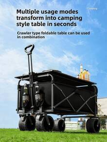 All‑Purpose Foldable Outdoor Camping Trolley, Collapsible Pull‑Along Wagon Cart With Solid Reinforced Wheels, High‑Capacity Utility Handcart For Picnic, Grocery‑Shopping, Backyard And Beach Use, Three Optional Sizes . - A - View 5