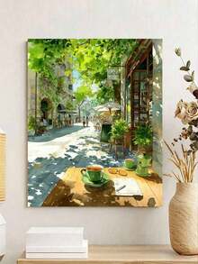 1pc DIY Street Scene Oil Painting, Suitable For Adult Beginners Canvas Oil Painting, Relaxing Handmade Art Gift, Home Decor Wall Art, Acrylic Paint Holiday Gift - Sets - View 2