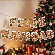 12pcs/Set Spanish Christmas Decoration Bunting, FELIZ NAVIDAD Paper Christmas Decoration Banner, Christmas Holiday Decoration Banner - View 6