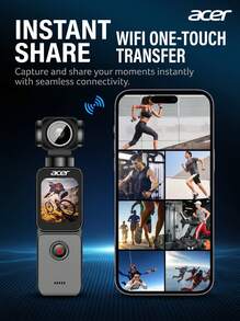 Acer S360 HD Action Camera With Image Stabilization, Handheld Cycling Camera, Vlog Rotating Lens, Black Touchscreen Standard Edition - View 2