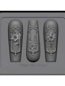 歐式復古玫瑰框美甲矽膠模具 DIY 樹脂環氧樹脂 3D 浮雕美甲翻模工具 - 邊框 - 查看 3