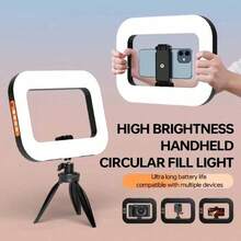Portable Camera & Smartphone Stabilizer Kit With LED Ring Fill‑In Light, Built‑In 1500 MAh Battery, 3 Color‑Temperature Modes, For Smartphone Selfie, Live‑Streaming, Photography & Video Recording - Multicolor - View 1
