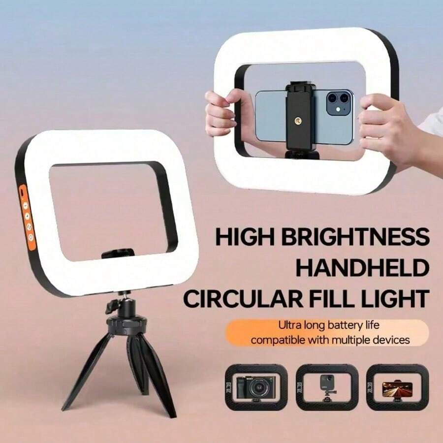 Portable Camera & Smartphone Stabilizer Kit With LED Ring Fill‑In Light, Built‑In 1500 MAh Battery, 3 Color‑Temperature Modes, For Smartphone Selfie, Live‑Streaming, Photography & Video Recording - Multicolor - View 1