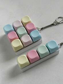 1pc 9-Key Square Stress Relief Button Keychain, Creative Keyboard Pendant Decoration, Keychain, Bag Decoration, Keychain Accessory, Keyboard Design, Adult Fingertip Keychain, Pressure Sensing Keychain, Keychain, Focus & Relaxation Zipper Keychain, Birthday Gift, Party Favor - Multicolor - View 4