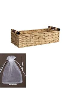 Forest Style Paper Rope Woven Solid Wood Handle Storage Basket, Bathroom Toilet Countertop Care Storage Box, Desktop Soft Decor Tray, Shelf Storage Basket, Multi-Functional Storage Basket, Suitable For Bathroom, Living Room, Bedroom And Office - Multicolor - View 13