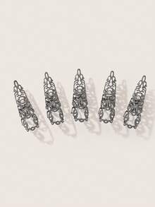 Valisandre 5pcs/Set  Exaggerated Nail Jewelry Rings Set For Women, Suitable For Party And Performance - Ring Set - View 8