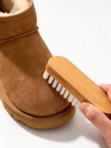 1pc Household Plastic Shoe Brush Soft Bristle Shoe Cleaning Tool For Stain Removal And Renewal, Suitable For Cleaning Winter Snow Boots And Suede Shoes - Yellow - View 1