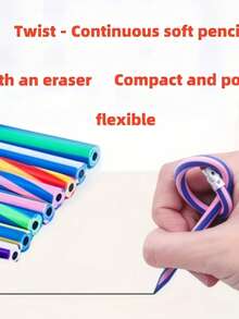1/3/5/10pcs Foldable Rubber Pencil With High-Quality Grip Design, Compact And Practical, Suitable For Learning, Office And Sketching, Plastic Writing Pencil, Random Color And Style - Multicolor - View 5