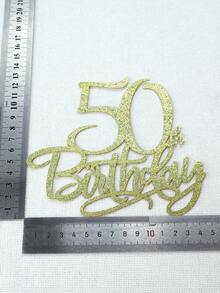 闪亮的金色生日蛋糕装饰，适合 30 岁/50 岁/60 岁/80 岁生日蛋糕装饰，生日派对蛋糕装饰 - 金色 - 查看 7