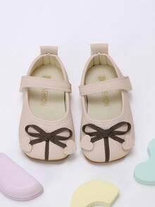 1 Pair Girls' Pink Bow & Heart Decor Shoes, Suitable For All-Season Outings And Shopping - Baby Pink - View 2