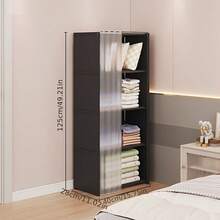 Dustproof 6-Tier Double Row Fabric Storage Wardrobe With Drawer And Curtain, 155cm Height Open Closet Organizer For Bedroom Dorm Living Space Easy Assembly Portable Clothes Rack Cabinet - Multicolor - View 12