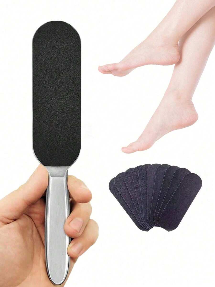 Stainless Steel Foot Callus Remover, Foot File With Detachable Sandpaper, Foot Care Tool - Multicolor - View 1