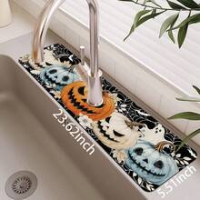 1pc Halloween Decorative Faucet Mat, Pumpkin Pattern, Faucet Cover, Create Holiday Atmosphere, Bathroom Faucet Splash Guard, Waterproof Non-Slip Faucet Mat, Kitchen Countertop Accessory, Kitchen Dining Table Accessory, Sink, Moisture-Proof Absorbent Mat, Absorbent Drainage Mat, Multi-Functional Absorbent Non-Slip Mat - Multicolor - View 15