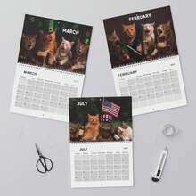 1pc 2027 Drunk Cat Wall Calendar, Funny Cat Calendar, Gag Gift For Cat Lovers, Gift Exchange, Hilarious Colleague Christmas Gift - A - View 3