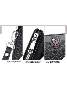Men's Water-Resistant PU All-Over Letter Print Clutch Wallet, Multi-Card Slot Multi-Compartment Zipper Pouch With Wrist Strap, Large Capacity Business Handbag For Documents And Phone - Multicolor - View 10