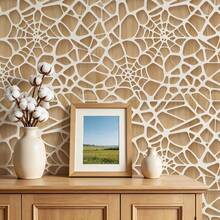 1 Roll 2D Hollow Geometric Self-Adhesive Wallpaper, Removable Sticker, Wall Cabinet Home Decor, Decorative Wall Sticker, Home Decor And Accessories, 17.32in Wide, Tenant Friendly, DIY Decorative Sticker - Geometry - View 2
