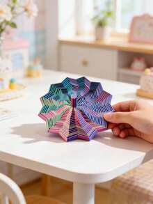 Stress Relief Toy/3D Printed Optical Illusion Folding Puzzle Toy/Polygon Carrot Tower/Stress Relief Spiral 3D Design Stacking Toy/Hexagon Relaxation Ornament, Multi-Color Durable Plastic Decoration, Multi-Color Star-Shaped Fidget Toy - Multicolor - View 10
