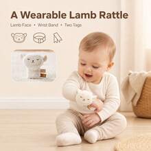 1Pc Plush Lamb Wrist Rattle, Soft Baby Wrist Band Rattle Toy, Infant Sensory Stimulation Play Toy, Portable Stroller Accessory Toy For 0‑12 Months Newborn, Baby Shower Gift - White - View 8