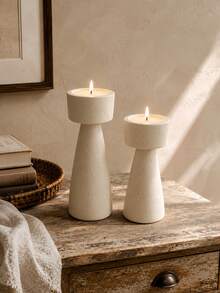 1pc Geometric Candle Holder, Modern Minimalist Design, Suitable For Home Desktop Decoration - Beige - View 3