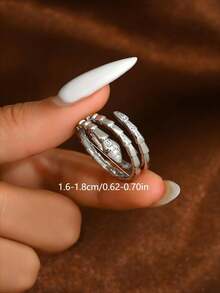 1 buah Cincin Terbuka Berbentuk Ular Premium Gaya Ins dengan Tiga Lilitan Zirkonia, Perhiasan Wanita untuk Perjalanan Sehari-hari, Kencan, Makan Malam, dan Pesta - MultiWarna - View 5