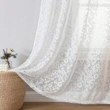 2 Buah Tirai Tipis Berenda Putih Mutiara, Cocok untuk Dekorasi Rumah Ruang Tamu/Kamar Tidur/Ruang Belajar/Ruang Makan/Balkon, Ruang Konferensi/Kantor/Klub/Toko, Desain Kantong Batang Atas - Pearl White - View 16