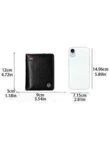 Wallets For Man, Vintage Vertical PU Leather Wallet, Large Capacity Multi-Card Slot With Zipper Coin Pocket - Black - View 2