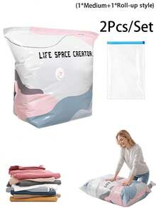 Pump-Free 3D Vacuum Storage Bag, 80% Compression Rate, Extra Large Capacity, 3D Roll-Up Vacuum Sealed Bag, Upgraded Large Capacity Compression Storage Bag, Suitable For Bedding, Clothing, Blankets, Giant Bedding, Travel Storage Cubes - Multicolor - View 17