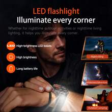 KENPANG 1100mAh Battery Men's Outdoor Sports Smart Watch, Built-In LED Flashlight, 100+ Sports Modes, Call & Text, 24/7 Health Monitoring, Sleep Tracking, 1.7-Inch HD Large Screen, IP68 Waterproof, Men's Fitness Tracker, Compatible With IOS & Android - View 5