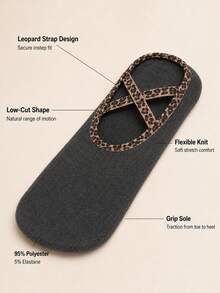 3/6 Pairs Women's Leopard Print Pilates Yoga Grip Socks, Non-Slip Cross-Strap - Multicolor - View 3