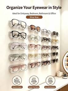 Punch‑Free Eyeglasses Wall Storage Rack,Sticky Fashion Glasses Display Holder,Glasses Wall Mount Organizer For Home Decor Eyewear Shop Showcase - View 7