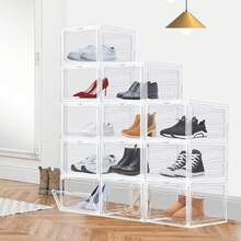 7Sevenjokers Portable Clear Shoe Storage 12-Pack, Foldable With Magnetic Front Closure, Stackable PP Box For Closet & Entryway - 12 Shoe Boxes - View 2