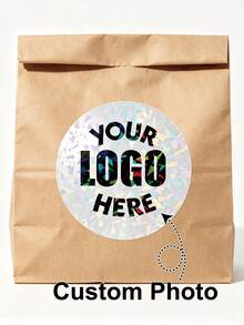 Custom Round Logo Stickers For Business, Personalized Crached Window Holographic Circle Sticker Label For Business Logo , Customized Waterproof Stickers With Image And Text. Custom Sticker For Business Logo, Bakery - Crushed Glass Laser - View 1
