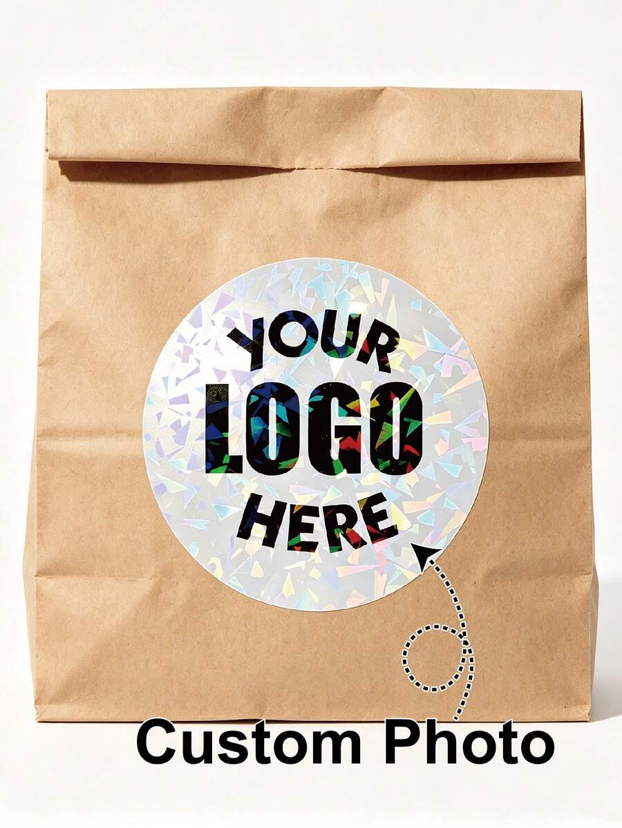 Custom Round Logo Stickers For Business, Personalized Crached Window Holographic Circle Sticker Label For Business Logo , Customized Waterproof Stickers With Image And Text. Custom Sticker For Business Logo, Bakery - Crushed Glass Laser - View 1