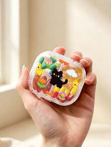 Waterproof Pill Box With Pixel Cat Pattern, Independent Sealed Compartments, Moisture-Proof Mini Visible Pill Box, Portable Printed Divided Pill Box, Travel Carry-On Pill Box, Cute Mini Pill Box, Double Layer 8-Compartment Capsule Storage Box - Multicolor - View 3