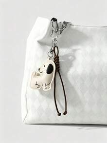 1pc Cartoon Multi-Color Leather Dog & Cat Handmade Braided Rope Keychain Bag Pendant - Multicolor - View 3