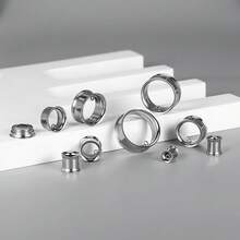 3 Pairs/6pcs DIY Dangle Ear Tunnels Stainless Steel Ear Plugs With Loop For Fixed Hanging Earrings Stretcher Piercing Jewelry - DIY Round - View 6