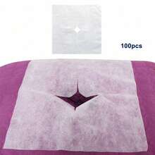 LXIANGN 100pcs Disposable Face Hole Tablecloth, Non-Woven Massage Bed Sheet SPA Headrest Hole Cover Face Rest Pad For Beauty - White - View 10