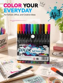 ZhiJi 12/10/8/6pcs Colorful Neutral Pens - Retractable, Fine Tip (1.0mm), Multiple Vibrant Colors, Gel Pen Set, Eyeliner Pen, Needle Pen, Ballpoint Pen, Perfect For Vibrant Colored Writing And Sketching, Smooth Writing, Used For Painting, Highlighting, Note-Taking, Making Manuals, Office Use - Multicolor - View 3