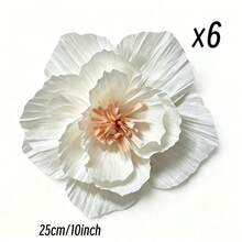 [Large Size High Quality]6pcs Large High Quality Artificial Peony Flowers 11.8 Inches*6 | Handmade Paper Flower Set, Suitable For Wedding Decoration, Window Arch, Birthday Party Backdrop, Home Wall Decor - White - View 11